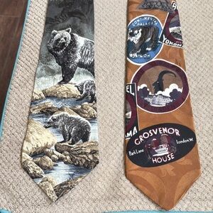 Brown and Orange Wildlife Medallion Ties
